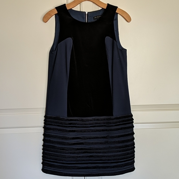 Rag & Bone "Gray" Ribbed-Skirt Party Dress dark navy size 2 - Picture 4 of 11